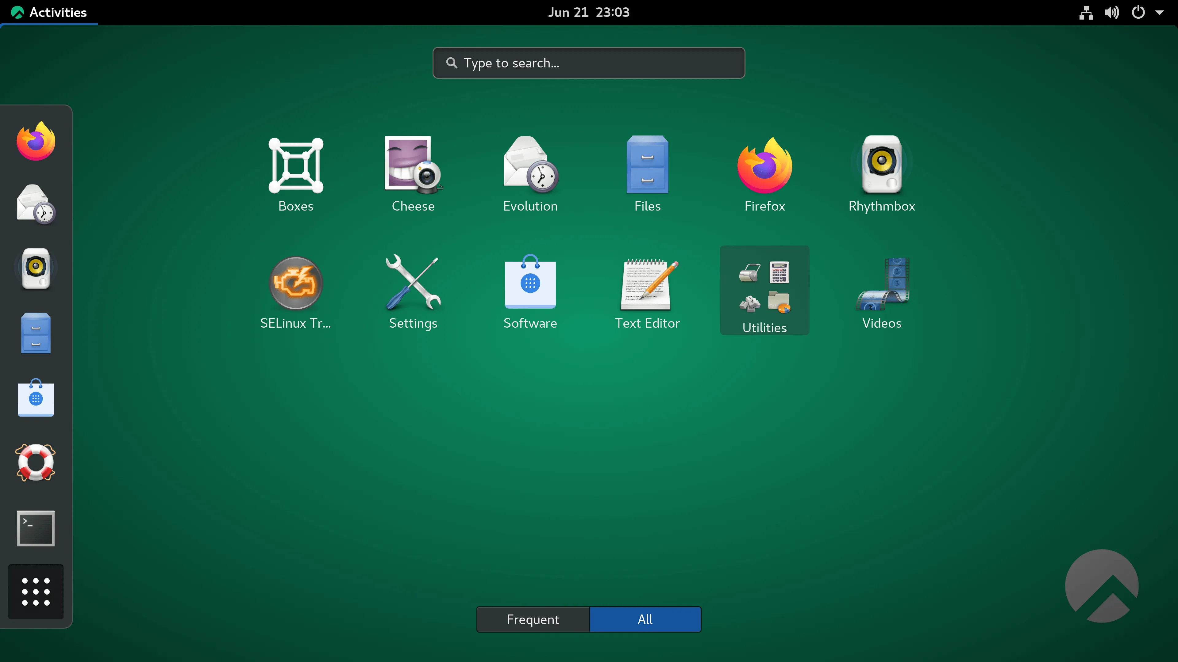 Rocky Linux 8.4 asztal